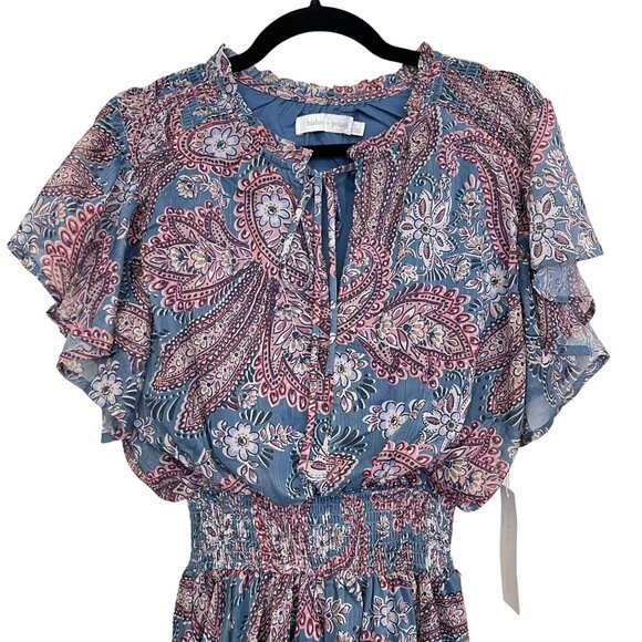 Bishop + Young Sienna Smocked Midi Dress Kashmir Small NWT - Picture 4 of 10